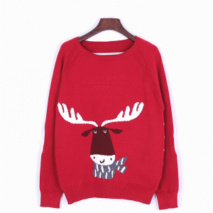 Pull en maille intarsia personnalisé pour Noël, moche et mignonne